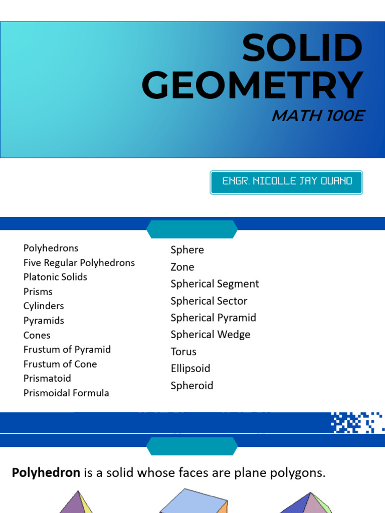 Solid Geometry: Polyhedrons & Shapes | PDF | Sphere | Classical Geometry