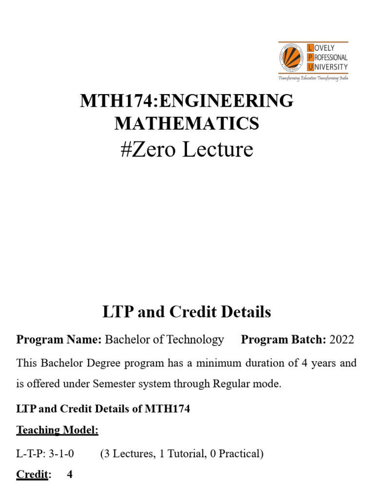 Zero Lecture | PDF | Differential Equations | Equations