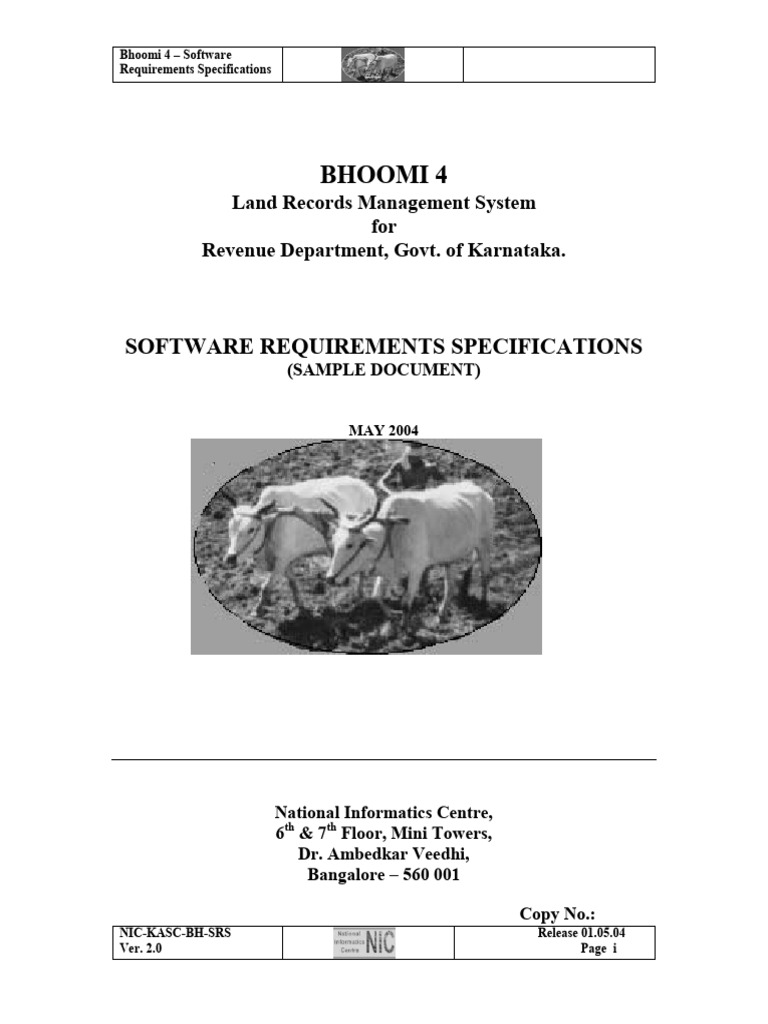 Bhoomi Srs Sample | PDF | System | Specification (Technical Standard)