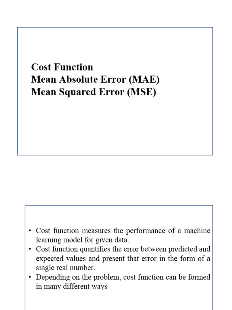 Understanding MSE and MAE in Cost Functions | PDF | Mean Squared Error ...