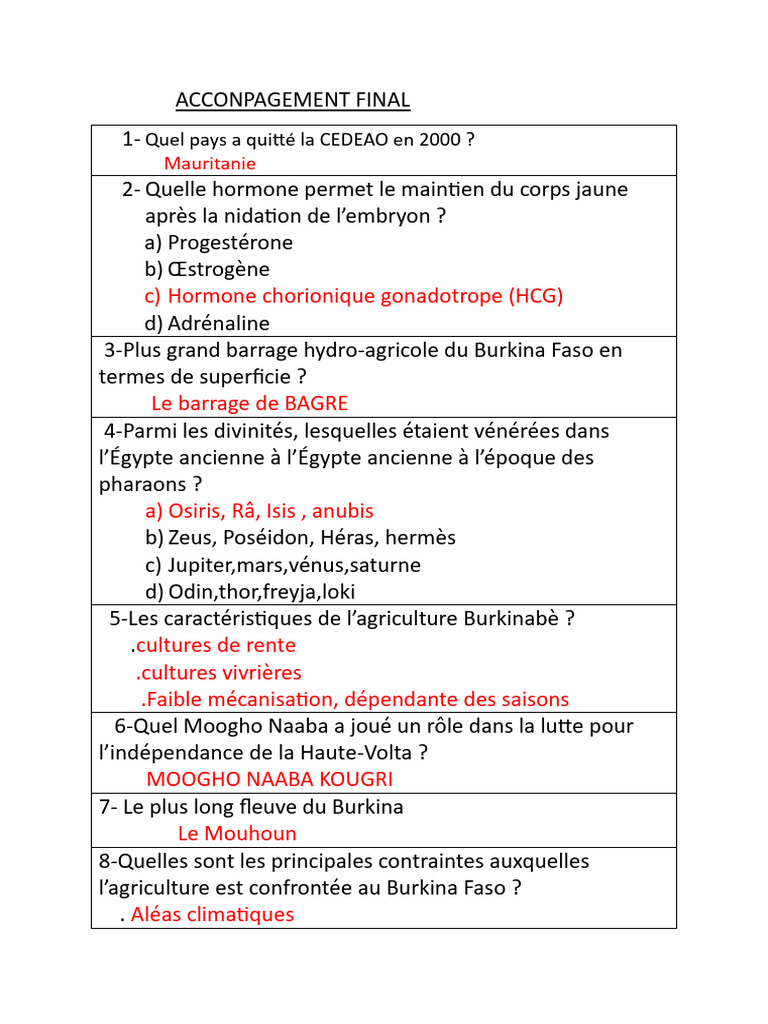Questions et réponses sur divers sujets | PDF