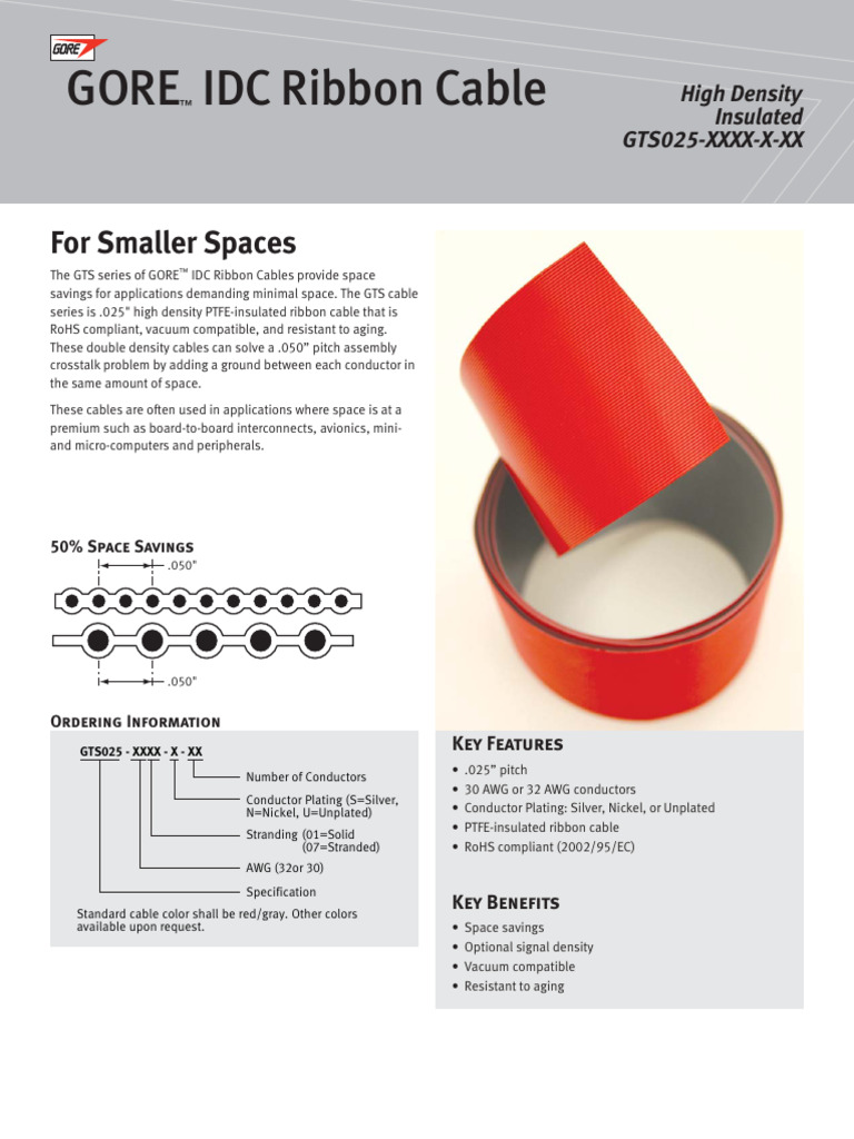 High Density GORE™ IDC Ribbon Cable | PDF | Electrical Conductor ...