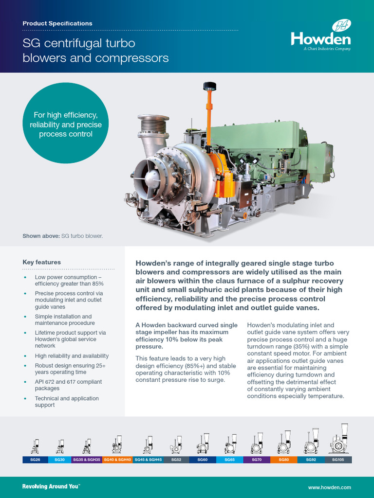 Howden SG Turbo Blowers Overview | PDF | Mechanical Engineering | Gas ...