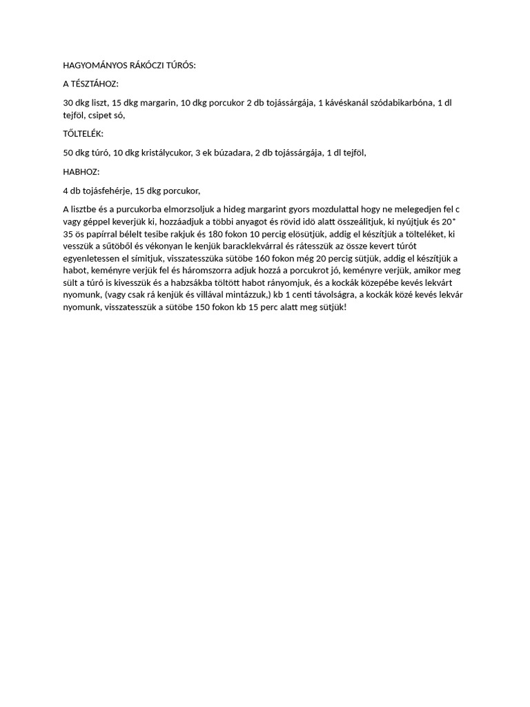 Hagyományos Rákóczi Túrós | PDF