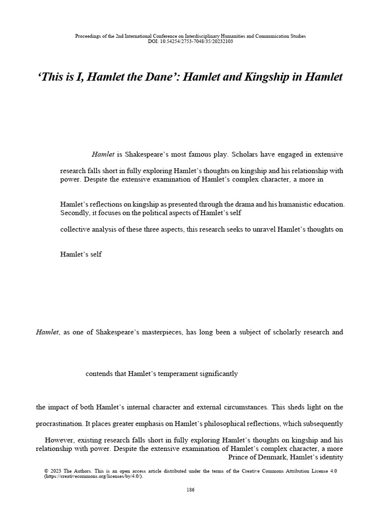 Hamlet's Kingship and Political Power | PDF | Hamlet | Humanism