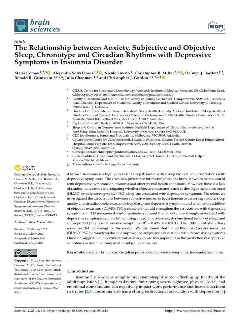 The Relationship Between Anxiety Subjective and Objective Sleep ...
