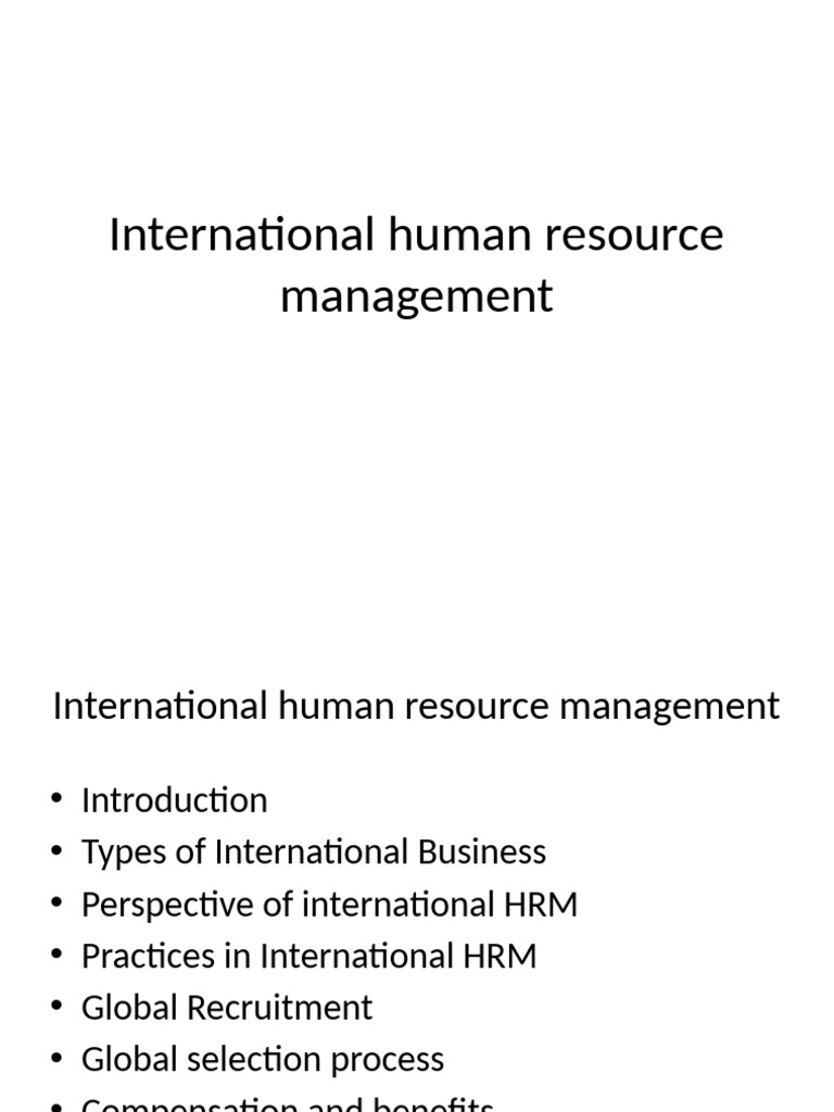 International Human Resource Management Guide | PDF