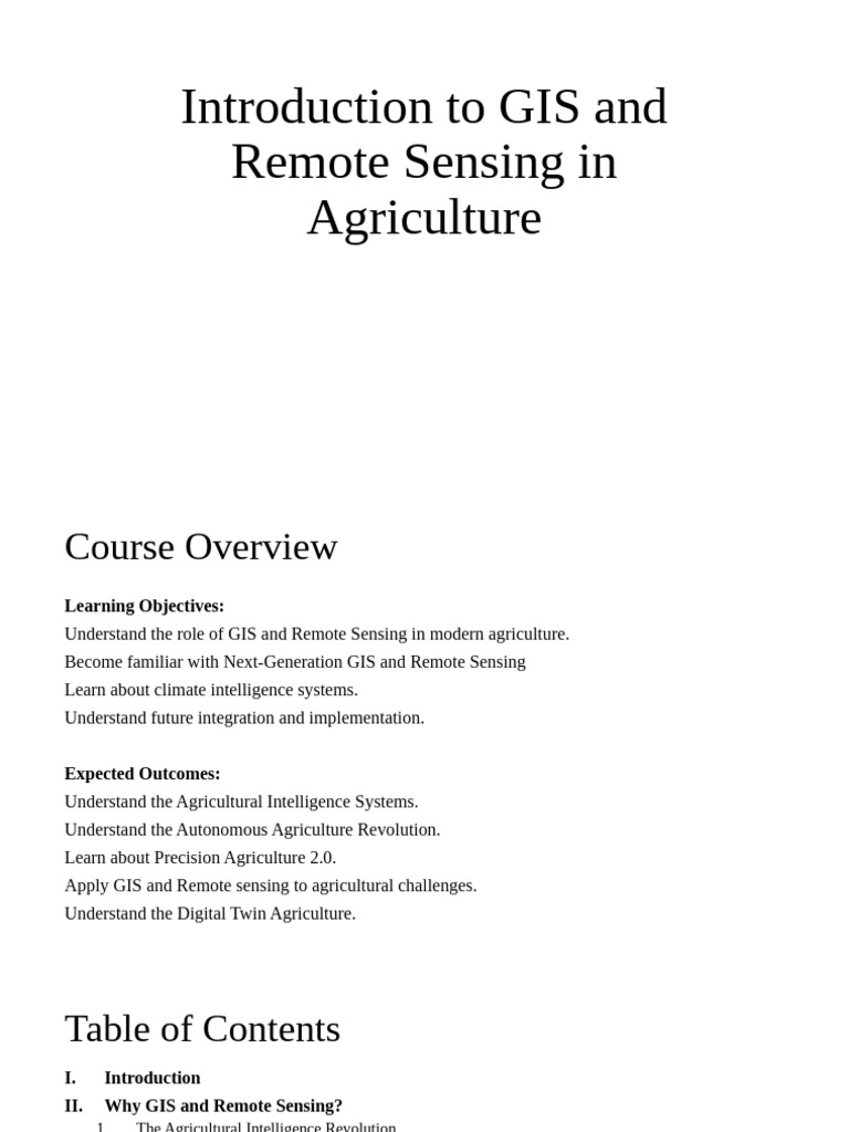 GIS & Remote Sensing in Agriculture | PDF | Agriculture | Artificial ...