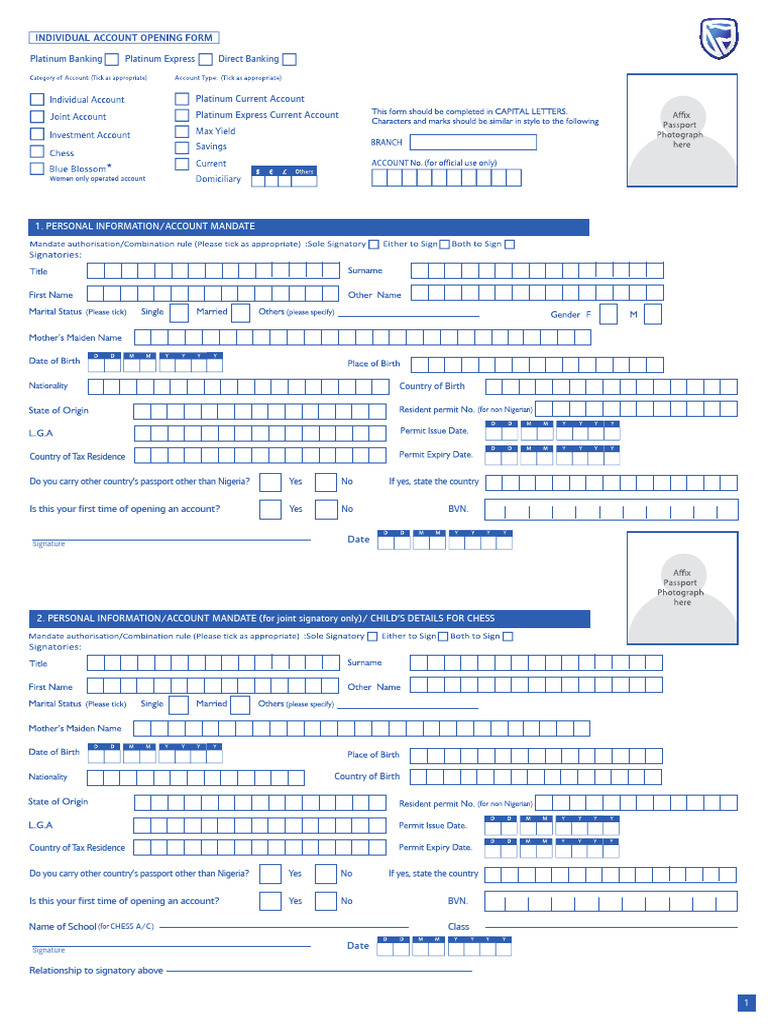 Individual Account Opening Form | PDF | Banks | Identity Document