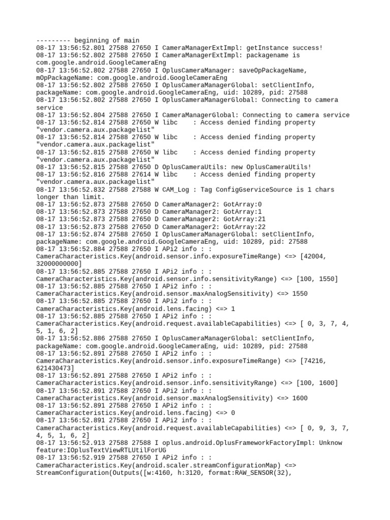 Camera Service Connection Logs | PDF | System Software | Computing