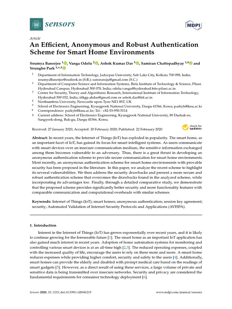 Robust Authentication for Smart Homes | PDF | Internet Of Things ...