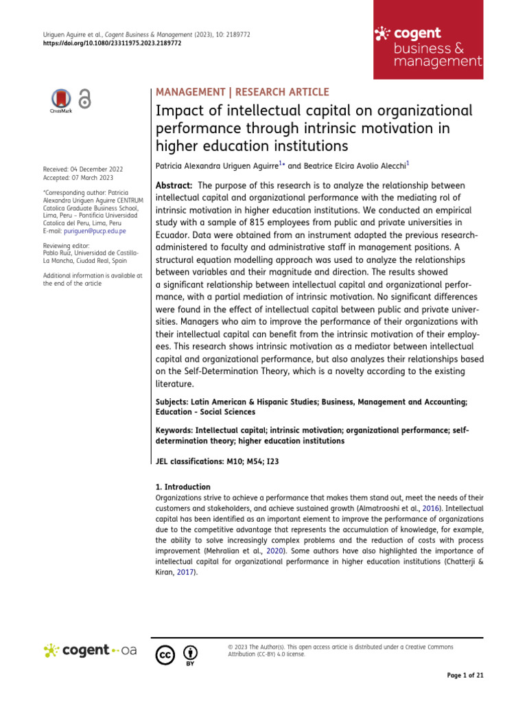 Impact of Intellectual Capital on Organizational p | PDF | Motivation ...