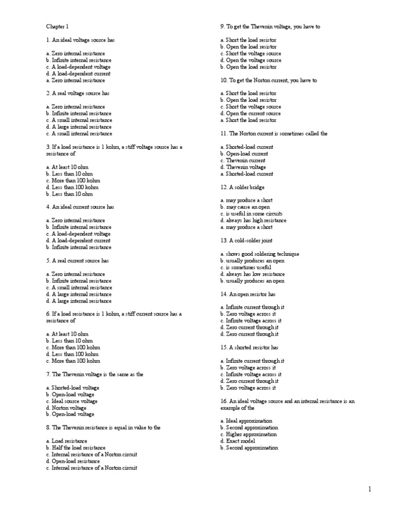 MALVINO Multiple Choice With Answer PDF Amplifier Bipolar