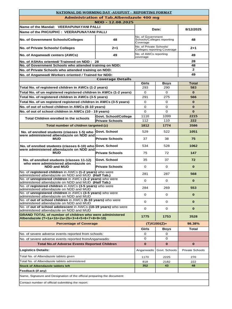NDD 2025 Reporting Format Overview | PDF