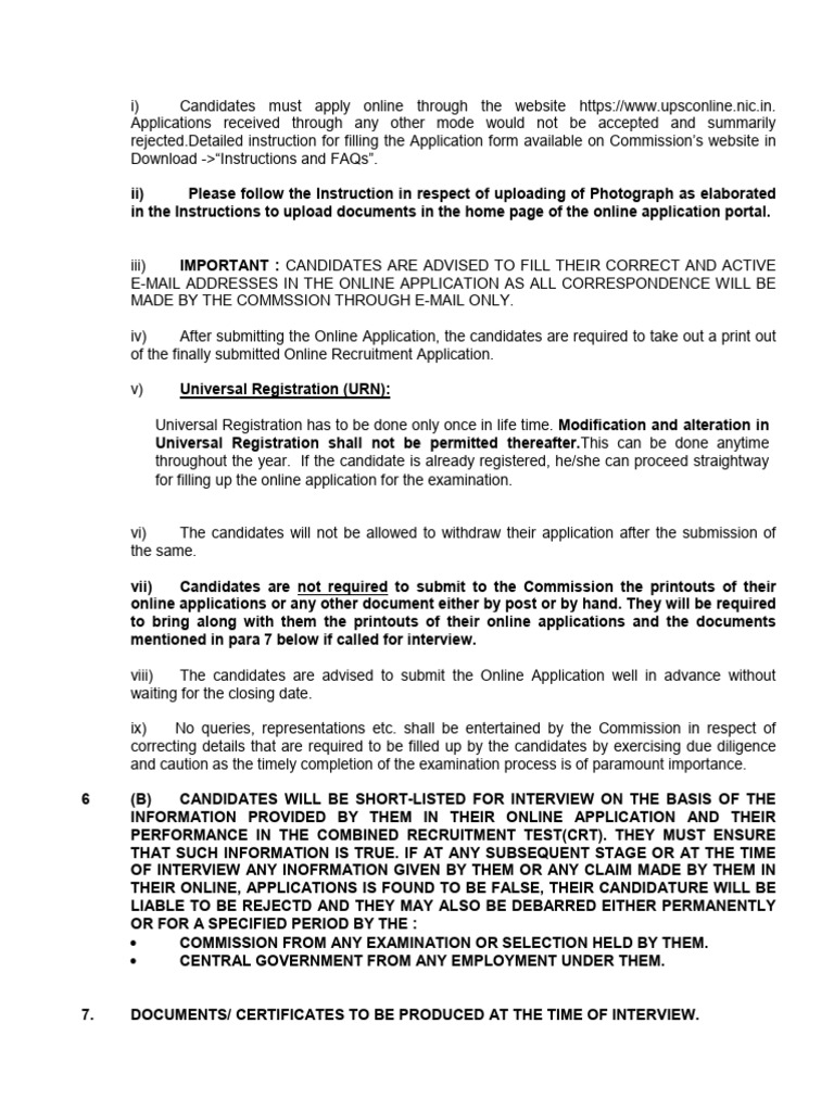UPSC Advt 52/2025 Application Guidelines | PDF