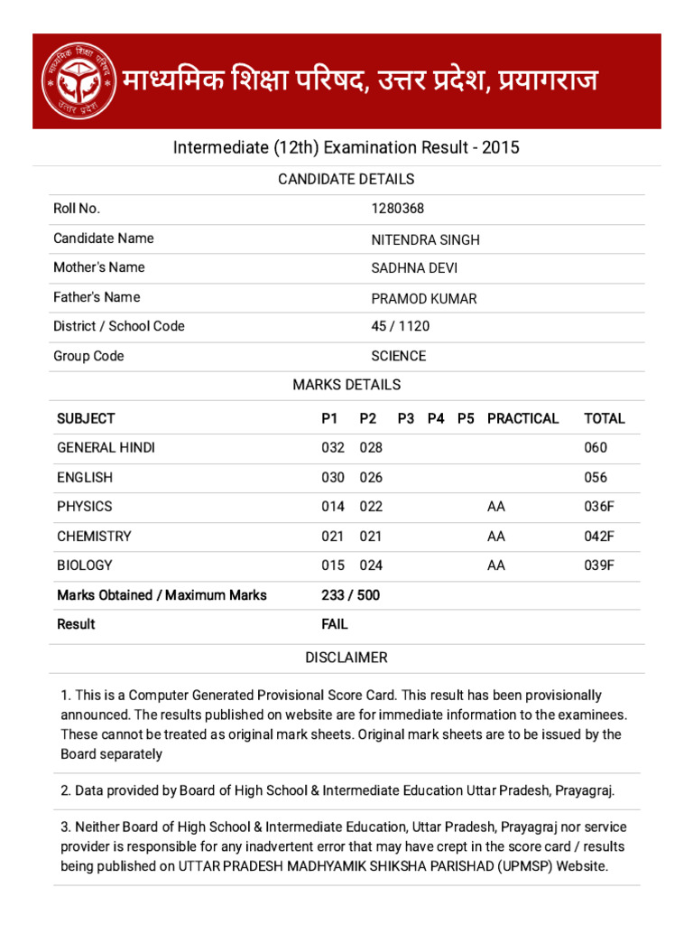 Inter Marksheet | PDF
