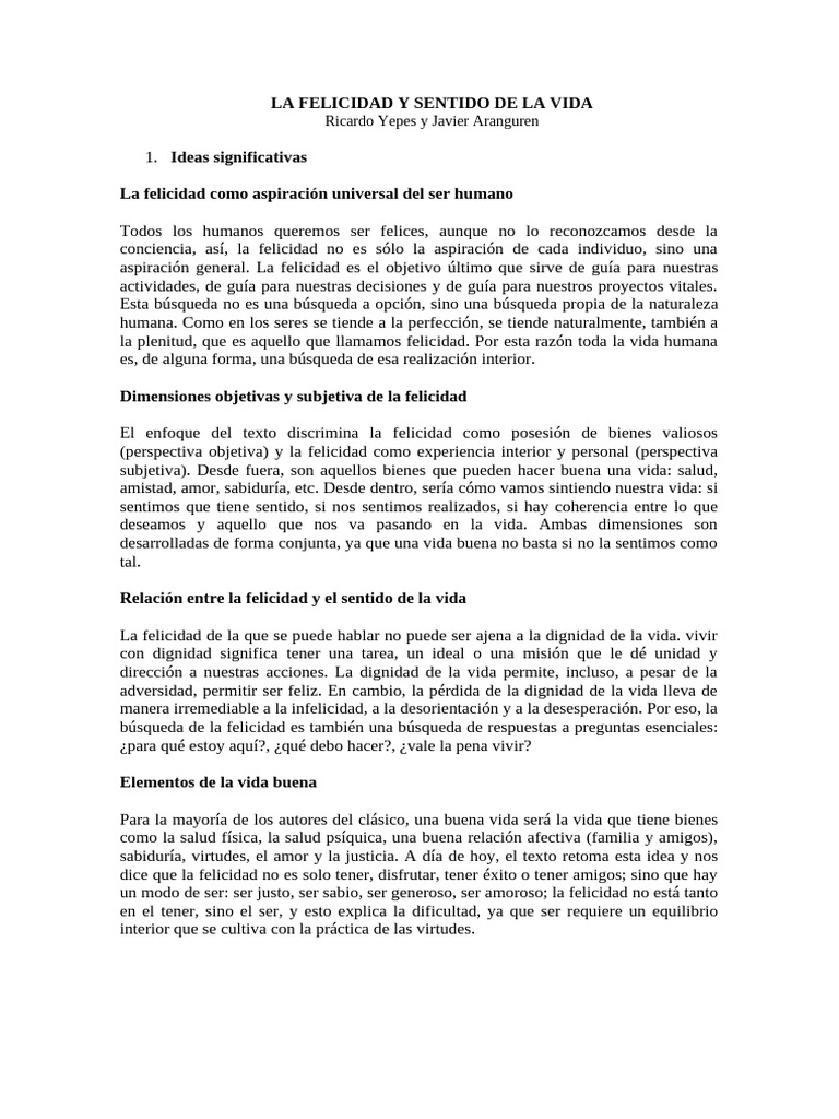 La búsqueda de la felicidad y su sentido | PDF | Felicidad | Amor