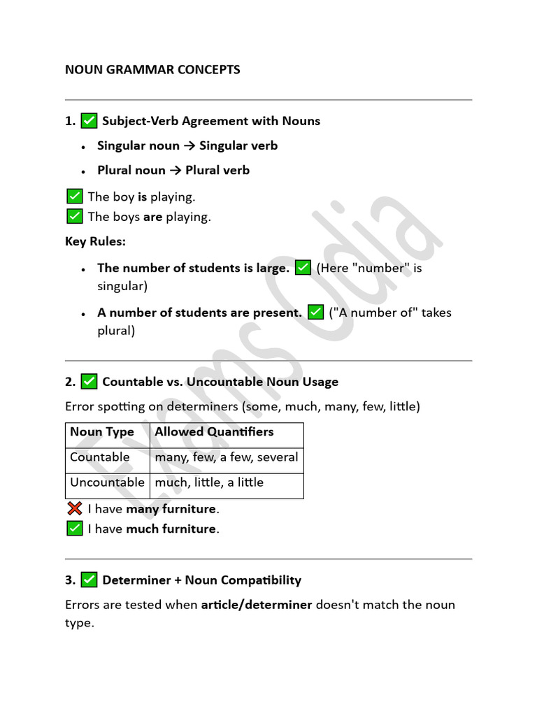 Noun and Pronoun Grammar Rules Guide | PDF | Adverb | Verb