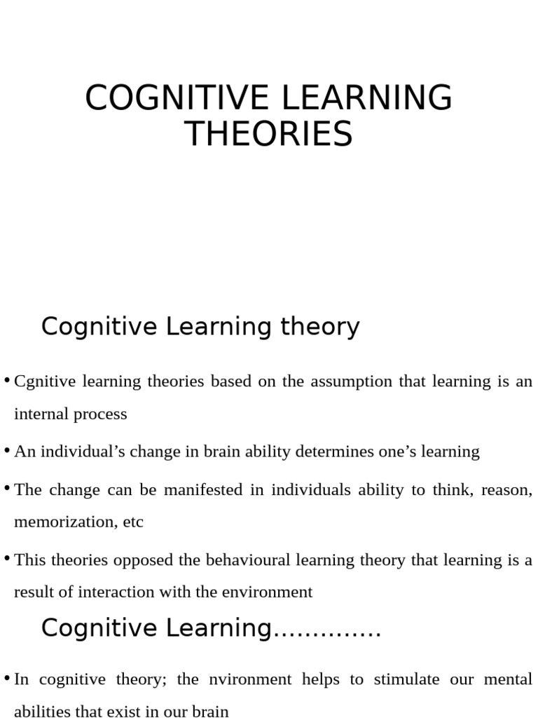 Cognitive Learning Theories | PDF | Learning | Cognition