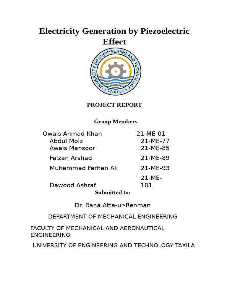Piezoelectric Energy Harvesting Project | PDF | Piezoelectricity ...