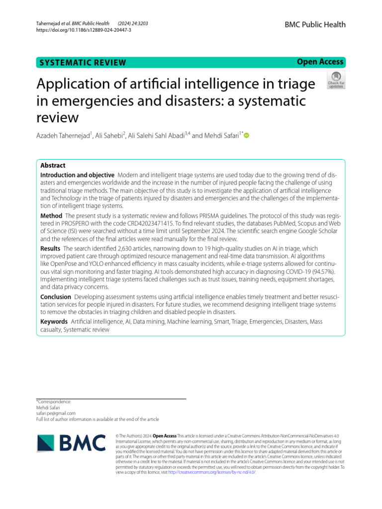 AI in Emergency Triage: Systematic Review | PDF | Artificial ...