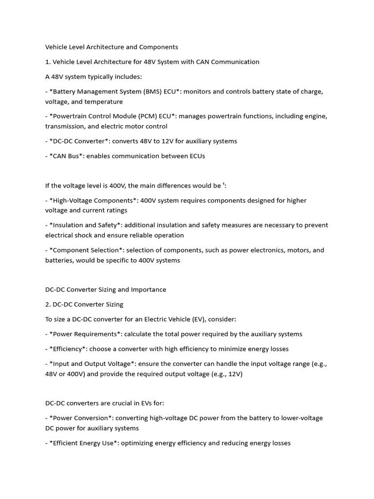 48V vs 400V Vehicle Architecture Analysis | PDF | Rechargeable Battery ...