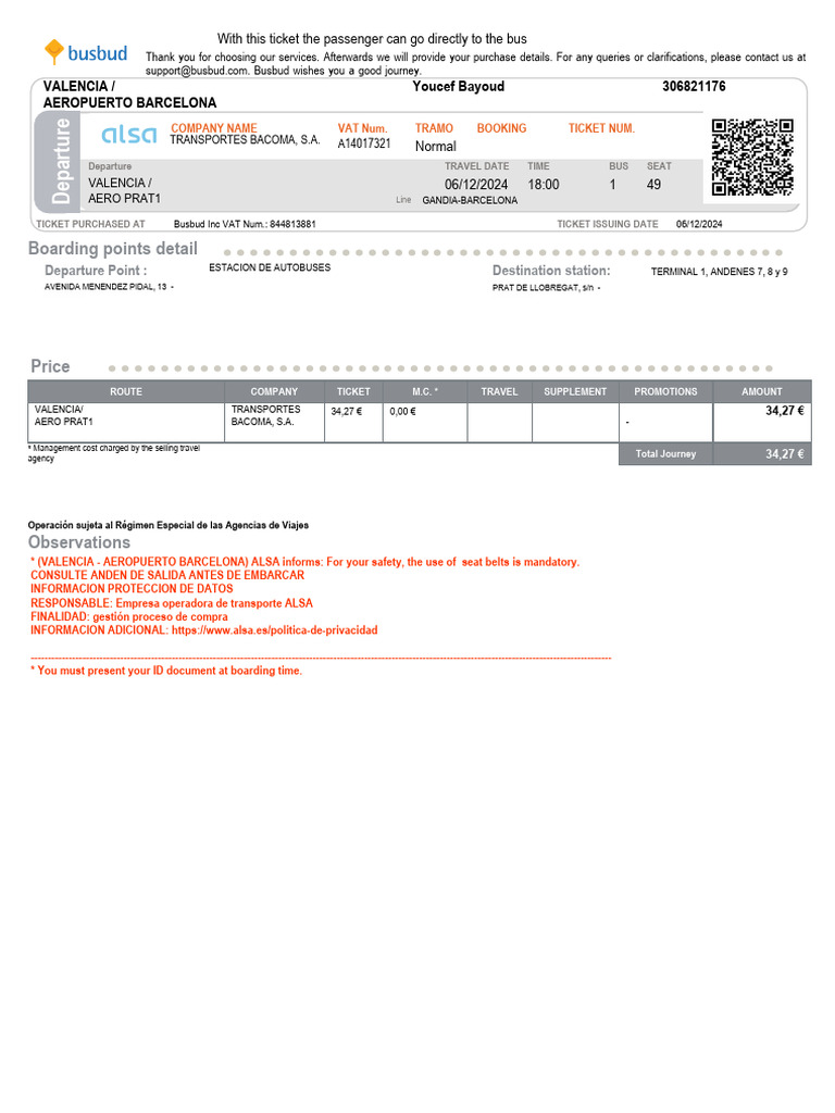 Boarding Points Detail: Valencia / Aero Prat1 | PDF | Transport ...