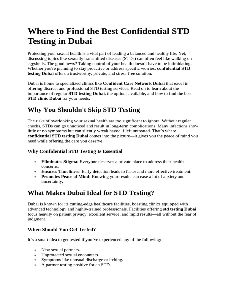 Best Confidential STD Testing in Dubai | PDF | Sexually Transmitted ...