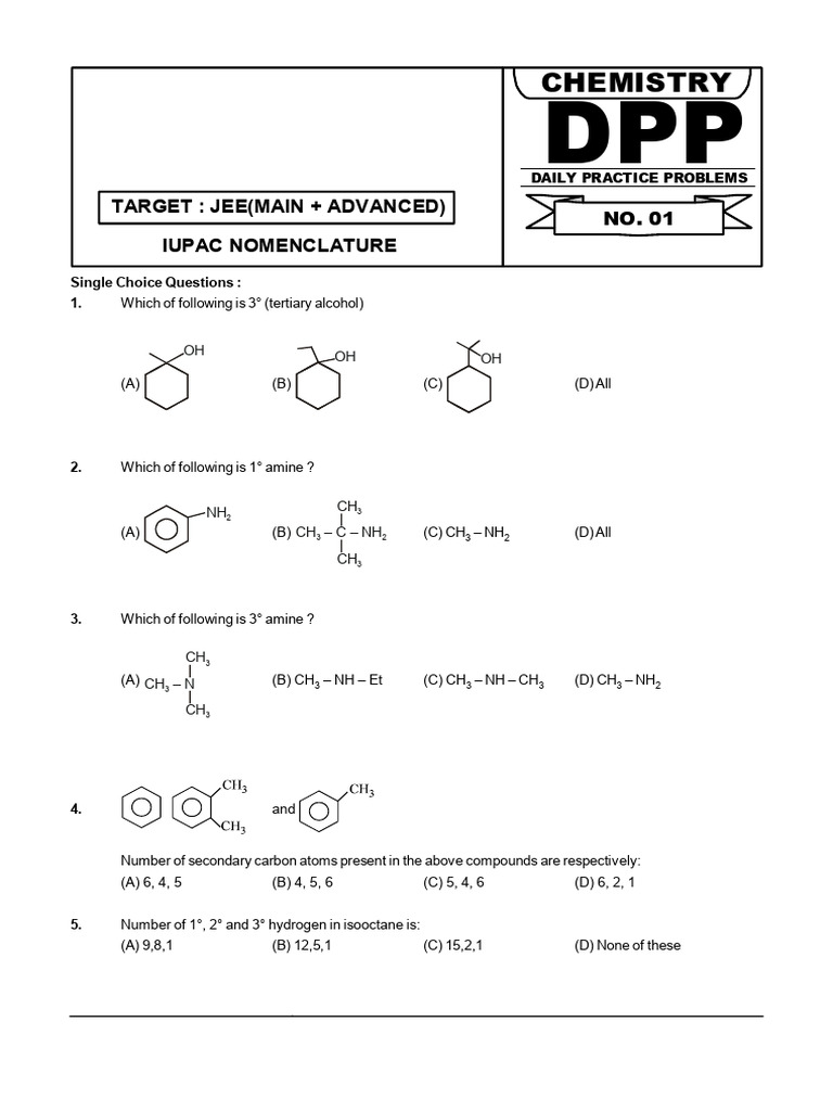 IUPAC Nomenclature Practice Problems | PDF | Amine | Organic Chemistry