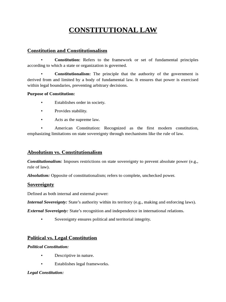 Constitutional Law Overview and Principles | PDF | Constitution ...