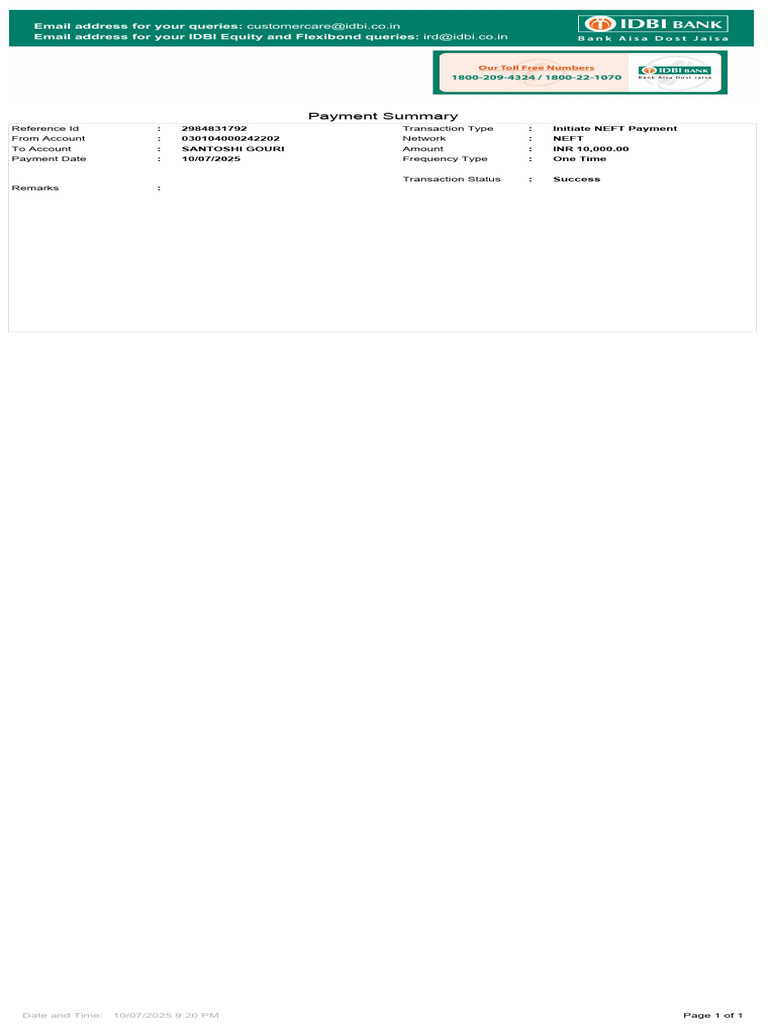 Initiate Single Entry Payment Summary UX510!07!2025 | PDF