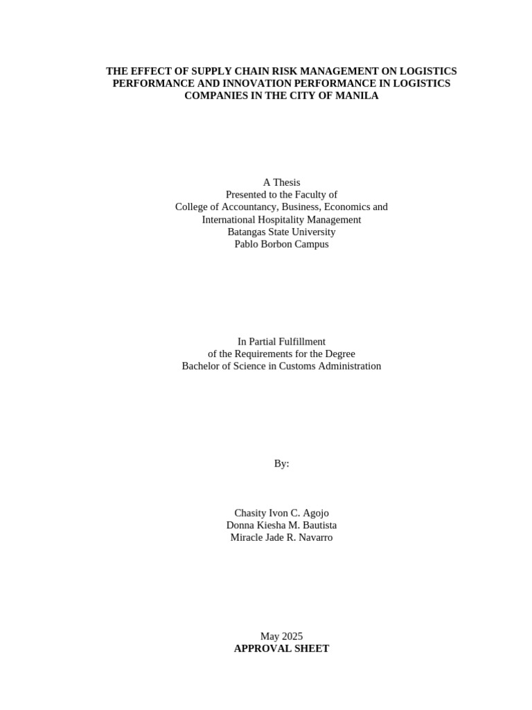 Supply Chain Risk Management Impact on Logistics | PDF | Supply Chain ...