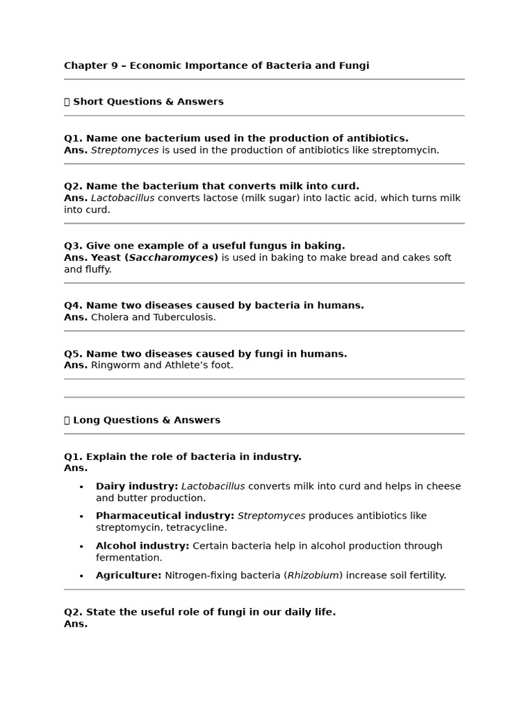 Selina Class 9 Ch9 Solutions | PDF | Fungus | Bacteria