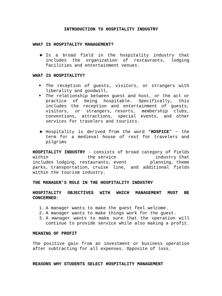 Overview of Hospitality Management | PDF | Restaurants | Employment