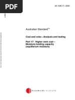 As 1038.17-2000 Coal and Coke - Analysis and Testing Higher Rank Coal - Moisture-Holding Capacity (Equilibriu