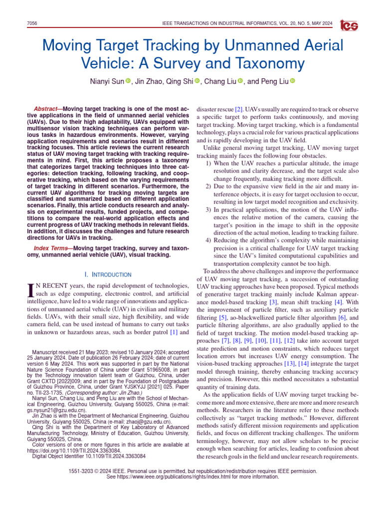 UAV Moving Target Tracking Survey | PDF | Unmanned Aerial Vehicle ...