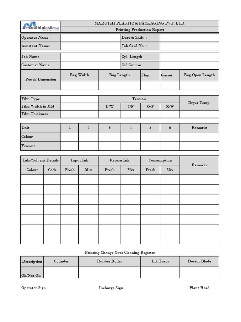 Printing Production Report Overview | PDF