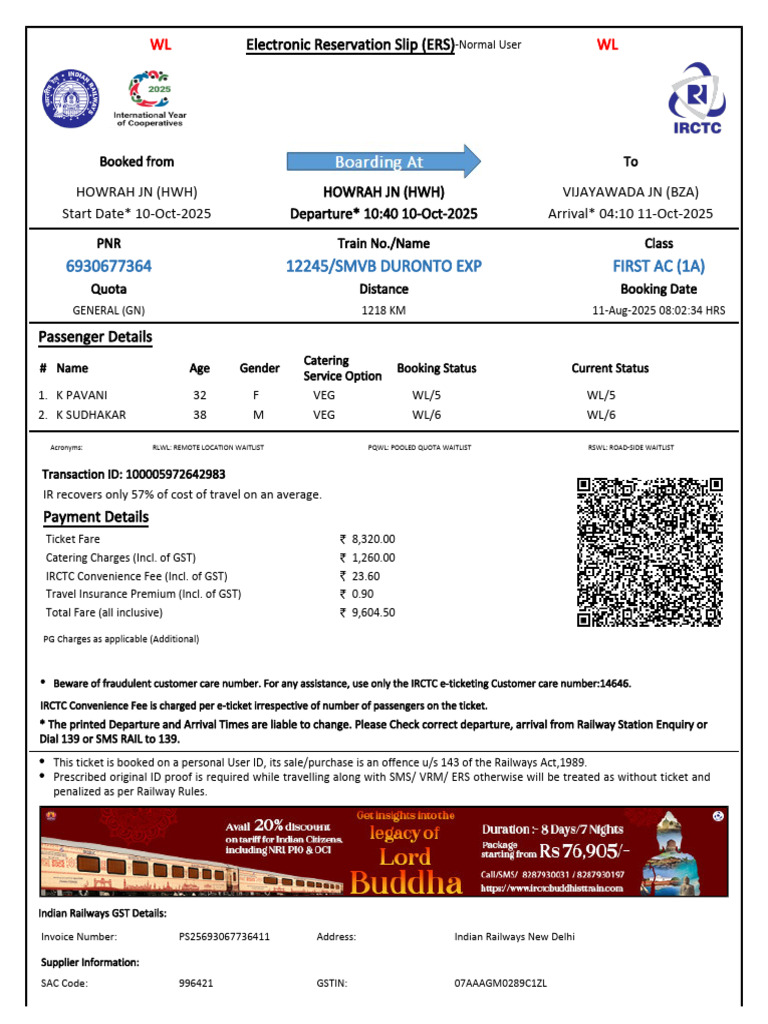 First AC Ticket for Duronto Express | PDF | Identity Document