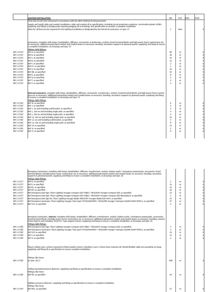 Comprehensive Lighting Installation Plan | PDF | Lighting | Electric Power