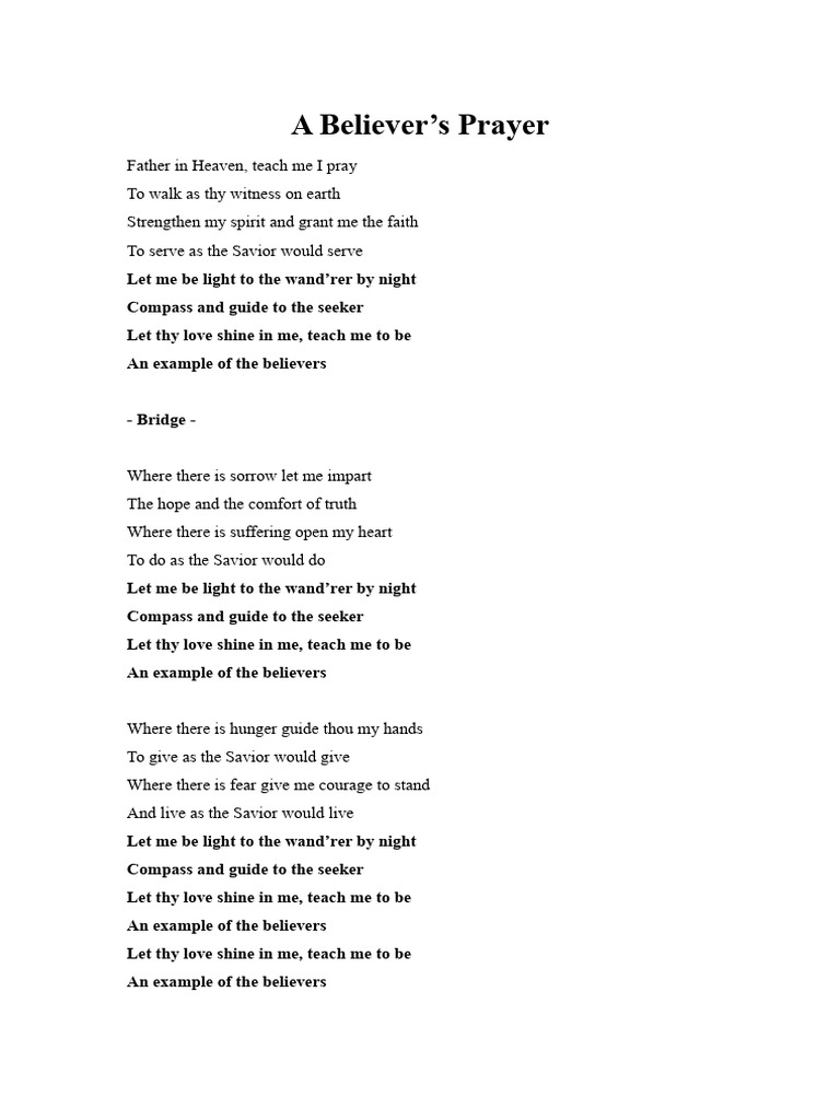 A Believer’s Prayer* | PDF