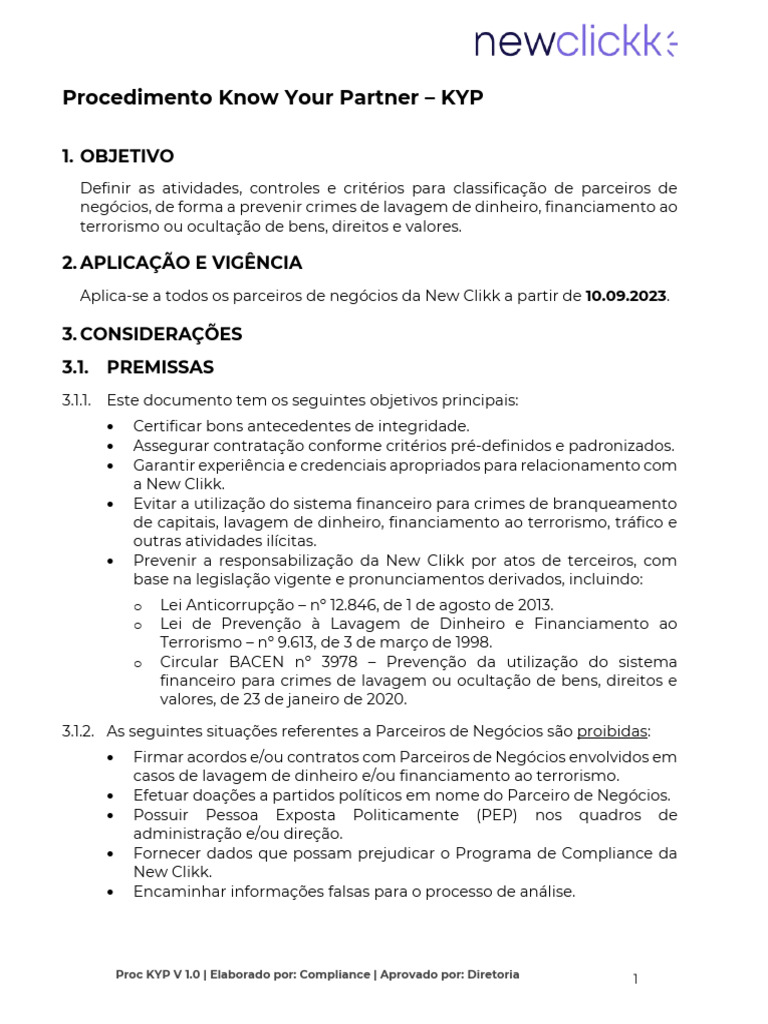 Procedimento KYP para Parceiros de Negócios | PDF | Lavagem de dinheiro ...