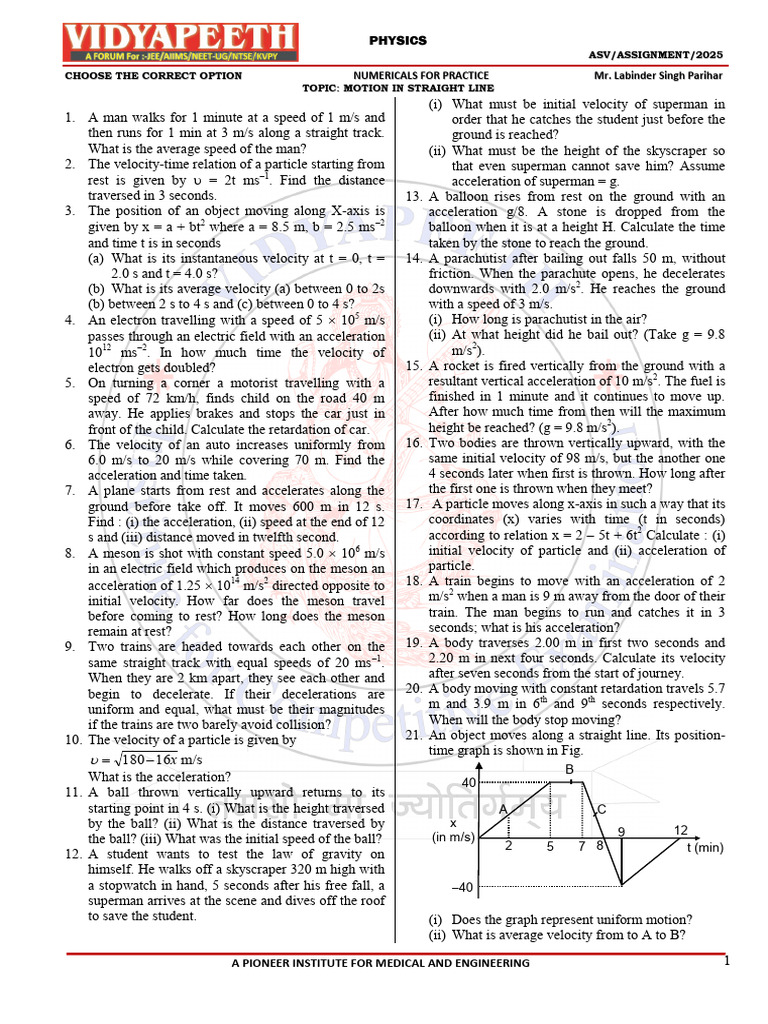 Physics Motion Problems and Solutions | PDF | Acceleration | Velocity