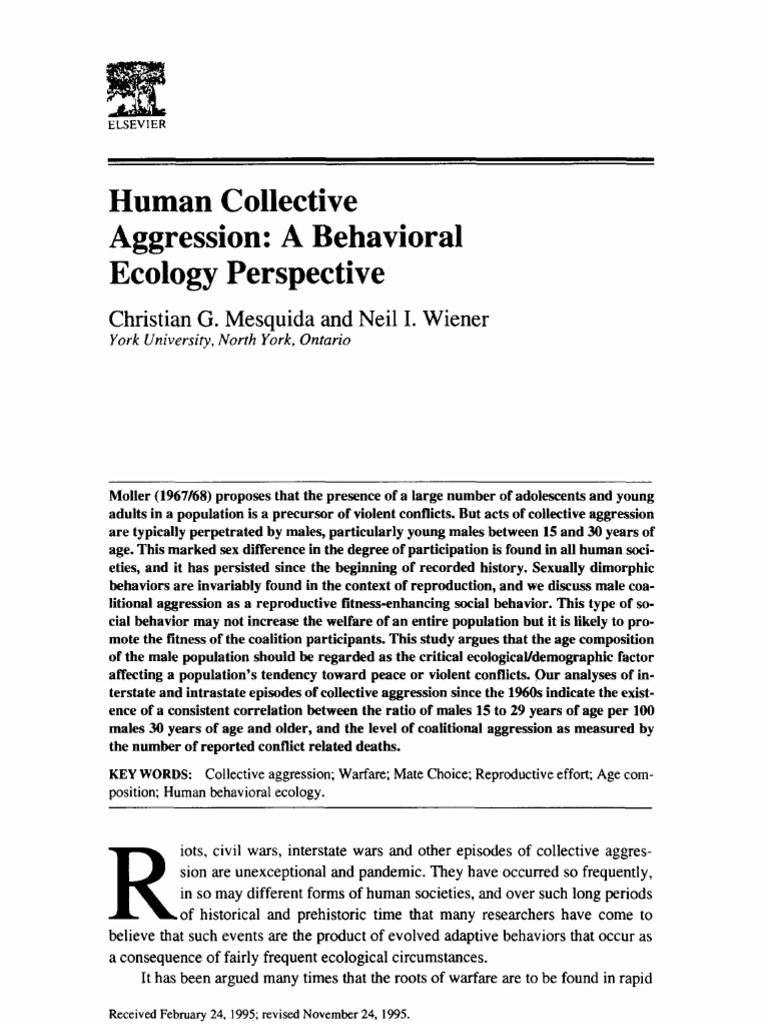 Human Collective Aggression: A Behavioral Ecology Perspective | PDF ...