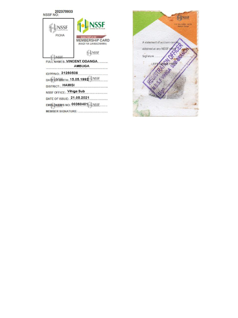Vincent NSSF | PDF