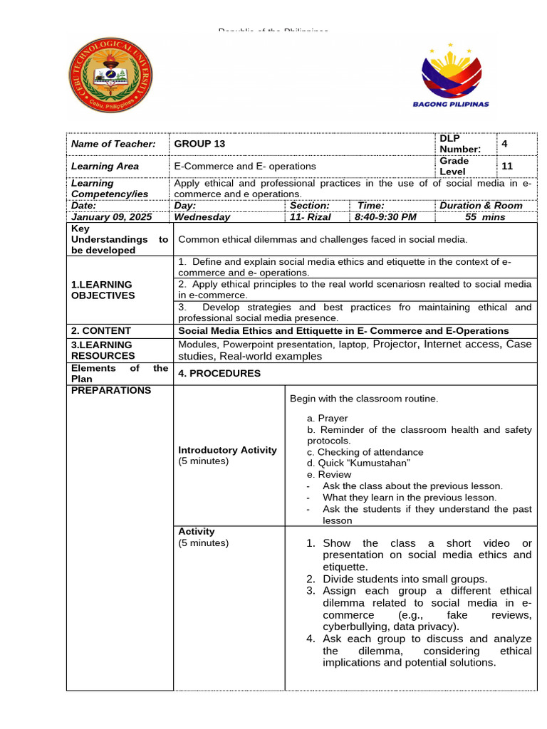 LIE SEMI DETAILED LESSON PLAN | PDF