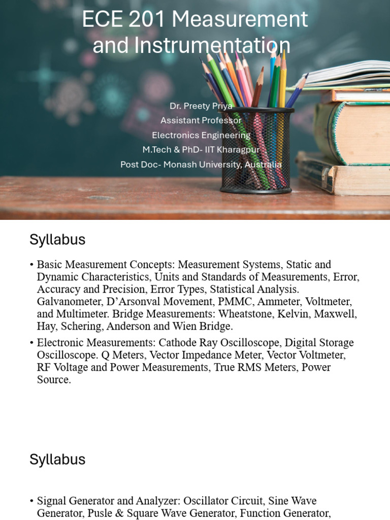 Measurement and Instrumentation Syllabus | PDF | Observational Error ...