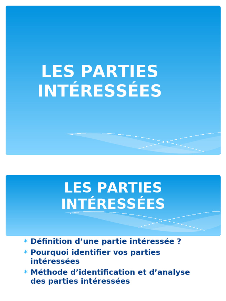 Identification des parties intéressées | PDF | Partie prenante | Business