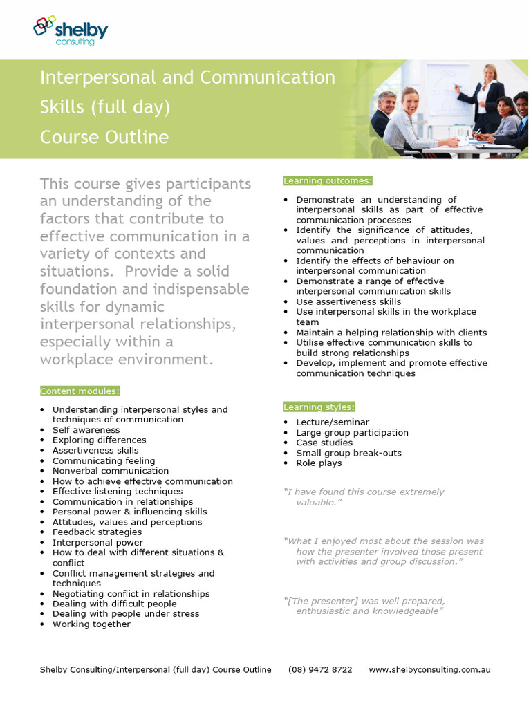 Interpersonal Communication Skills Course | PDF | Interpersonal ...