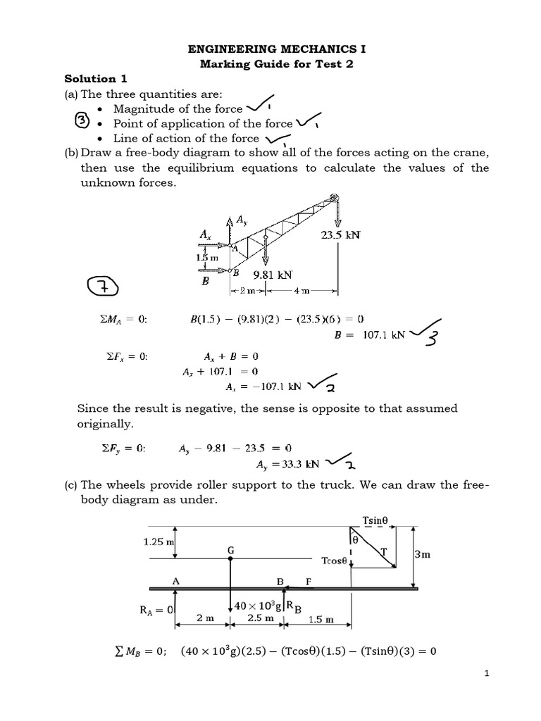 Engineering Mechanics Test 2 Solutions | PDF | Euclidean Vector | Force