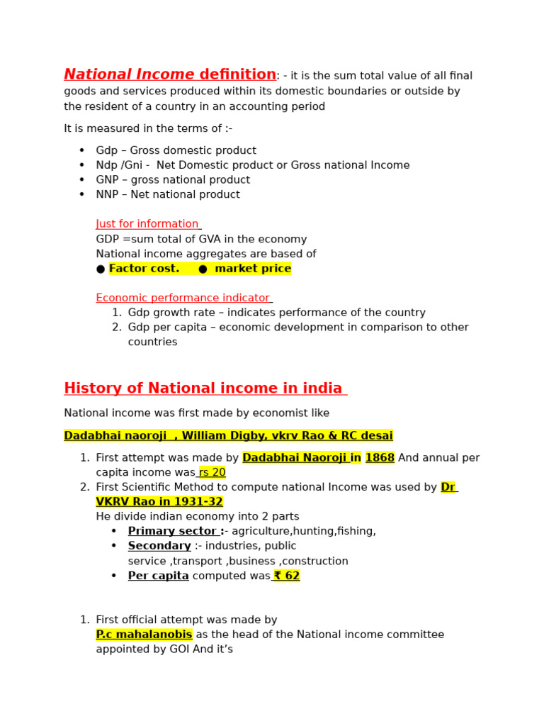 Understanding National Income Concepts | PDF | Gross Domestic Product ...